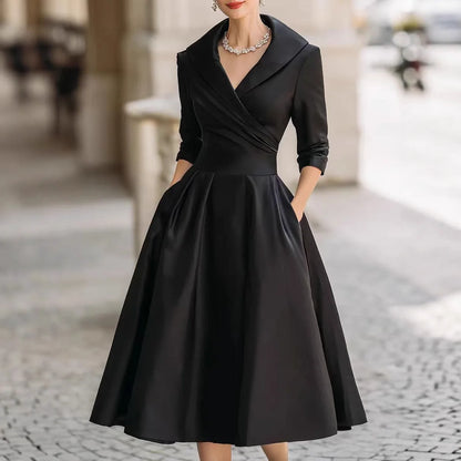 Women's Fashion Dress New Style V-neck Waist-hugging Makes You Look Slim And Elegant Long Sleeves Maxi Prom Dresses For Women