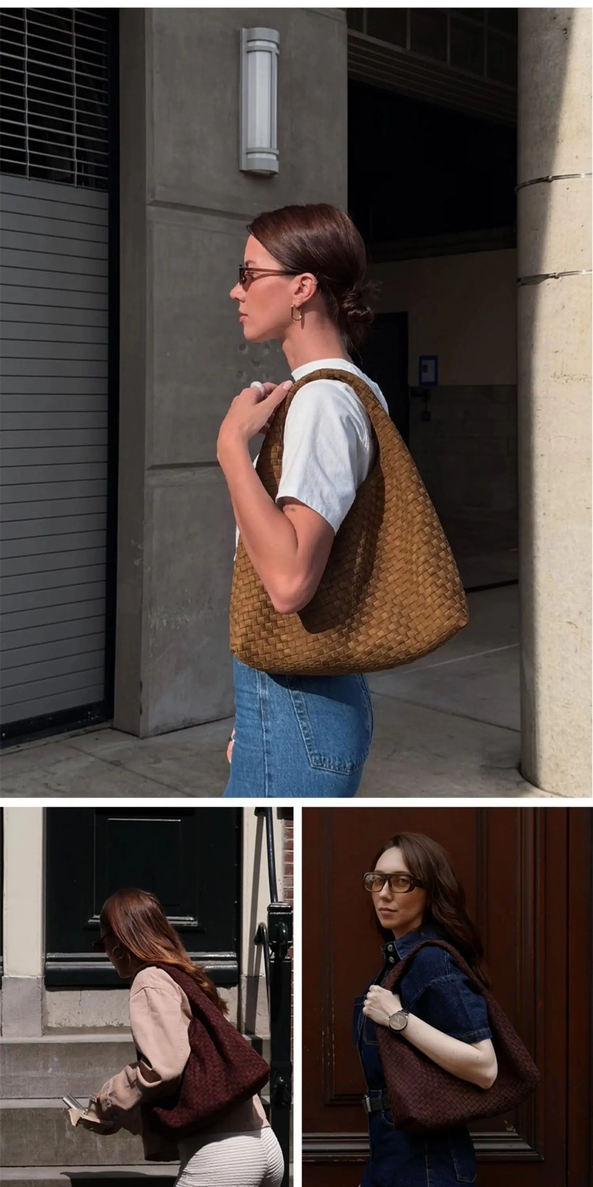JWPEI Large Capacity Woven Bag L2026 New Retro Women's Bag Handbag Large Commuting Bag Women