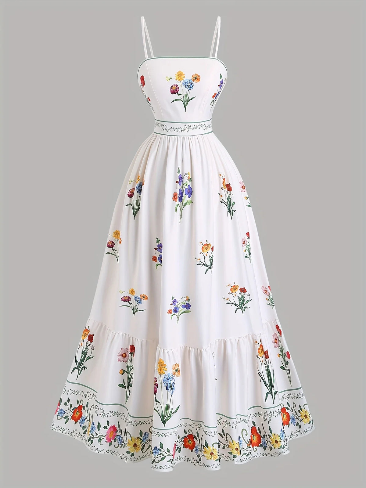 Plus-Size Women's Dress with Floral Prints in Bohemian Style