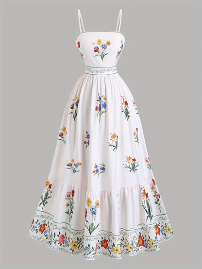 Plus-Size Women's Dress with Floral Prints in Bohemian Style