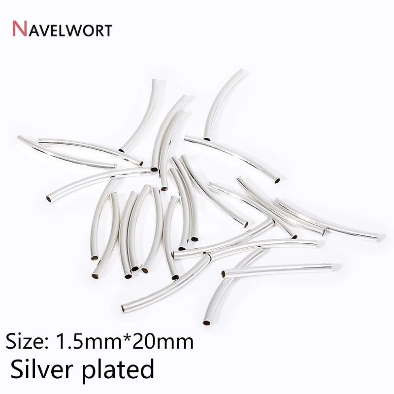 Tubes For Jewelry 18K Gold Plated Curved Tube Beads For Bracelet Necklace Making Supplies,Tube Beads Connector,Jewelry Materials