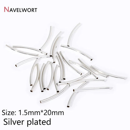 Tubes For Jewelry 18K Gold Plated Curved Tube Beads For Bracelet Necklace Making Supplies,Tube Beads Connector,Jewelry Materials