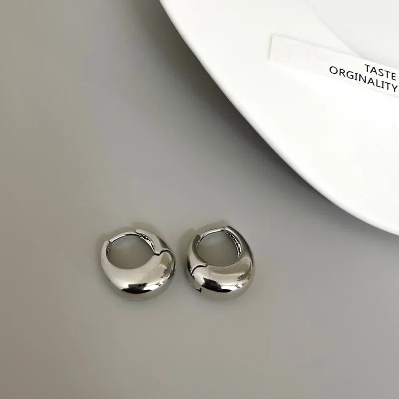 Gold SIlver Color Knot Hoop Earring For Women Shiny Plating Trendy Earring Stud Cute Daily Wear Jewelry