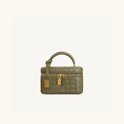 JW PEI box bag Сумка Женская, Square Cosmetic Bag, PU Embossed Black Zipper Small Portable Daily Use 2026 Summer Crossbody Bag