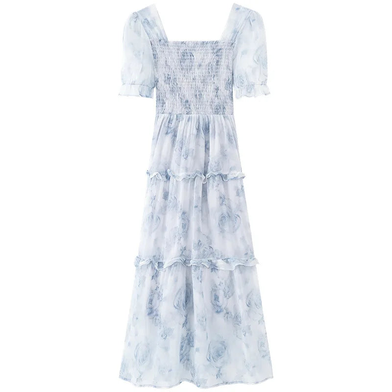 High Quality Hot Selling Wholesale Plus Size Summer New Gentle Style Floral Long Skirt Slim Fit Sweet Princess Dress Women Y2K