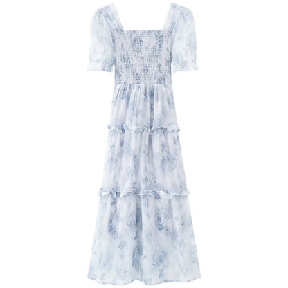 High Quality Hot Selling Wholesale Plus Size Summer New Gentle Style Floral Long Skirt Slim Fit Sweet Princess Dress Women Y2K