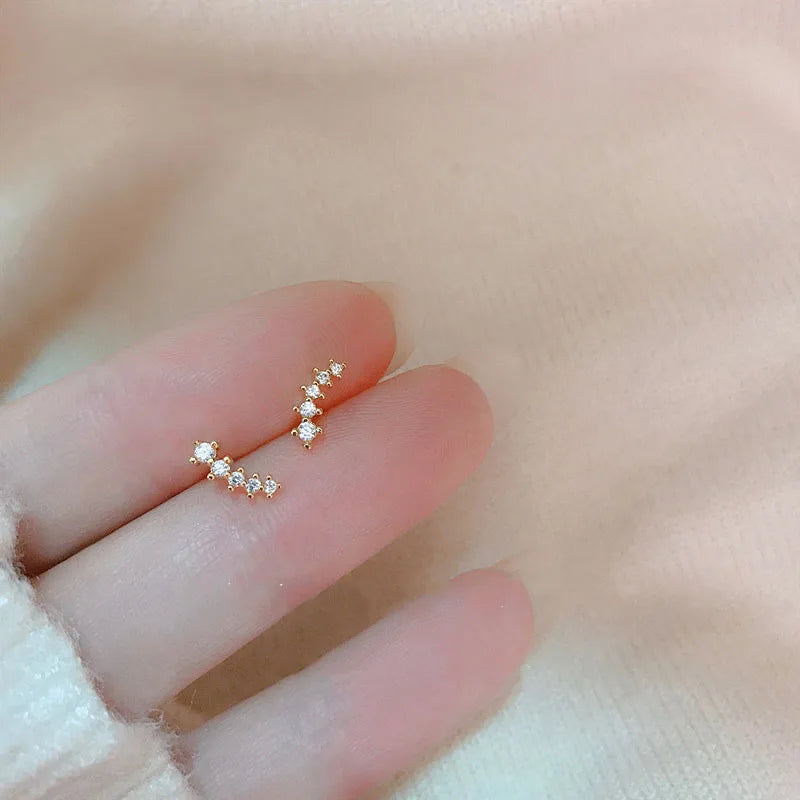 Cute Star Beads Tassel Stud Earrings Women Gold Plated Small Fresh Jewelry Zircon Earrings