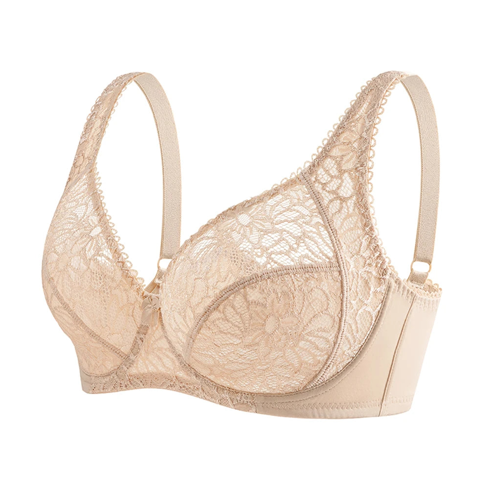 Plus Size Bras For Womens Lace Sexy Bra See Through Underwire Female Underwear Lingerie BH Tops C D DD E F Cup