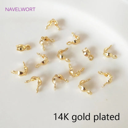 Jewellery Making Supplies Findings Thickened 14k/18k Real Gold Plating 4MM Double-Cup Bead Tip Crimp Cover for DIY
