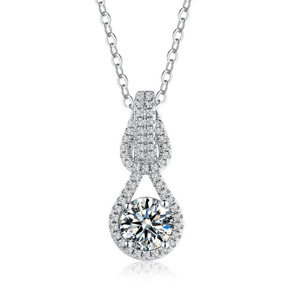 CKT 18k White Gold 1ct Moissanite Diamond Necklace Pendant for Women Classic Interlocking Platinum Pt950 Accessories Jewelry