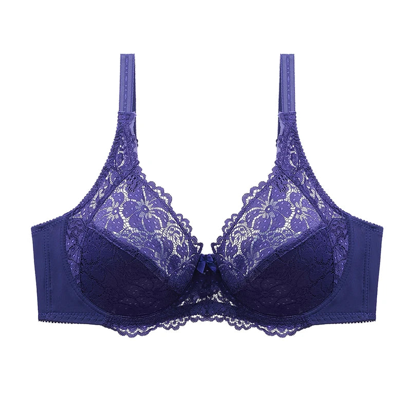 Plus Size Sexy Lace Bra Comfortable Ultra-Thin Cup Ladies Underwear Brassiere