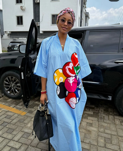 African Plus Size Dresses for Women 2025 Spring Autumn V-neck Half Sleeve Wedding Party Evening Christmas Long Dress Robes Gowns
