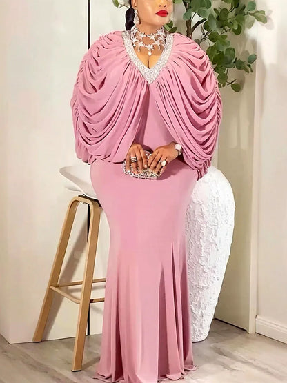 Elegant African Dresses for Women Plus Size Outfits Evening Party Long Dress Dashiki Ankara Batwing Sleeve Gown African Clothes