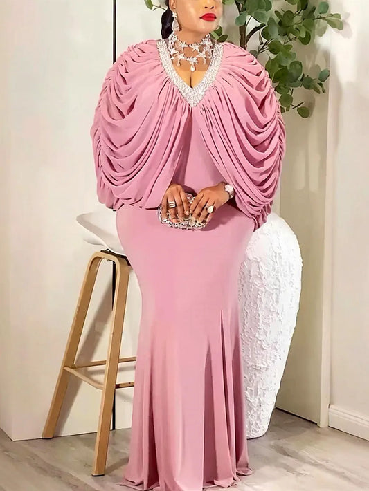 Elegant African Dresses for Women Plus Size Outfits Evening Party Long Dress Dashiki Ankara Batwing Sleeve Gown African Clothes
