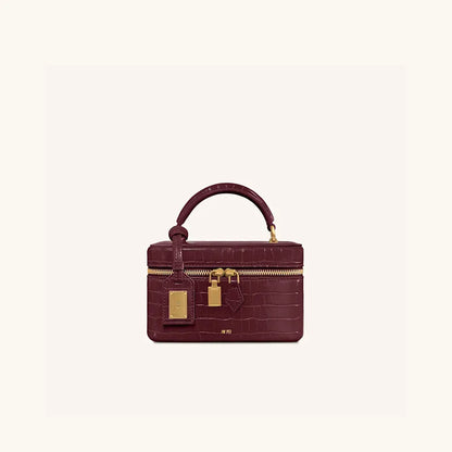 JW PEI box bag Сумка Женская, Square Cosmetic Bag, PU Embossed Black Zipper Small Portable Daily Use 2026 Summer Crossbody Bag