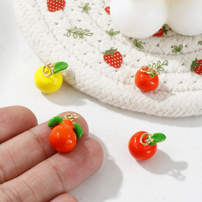 2pcs 3d Fruit Brass Charm 18k Gold Plated Enamel Lemon Pear Persimmon Tangerine Pendant Diy Findings For Jewelry Necklace Making