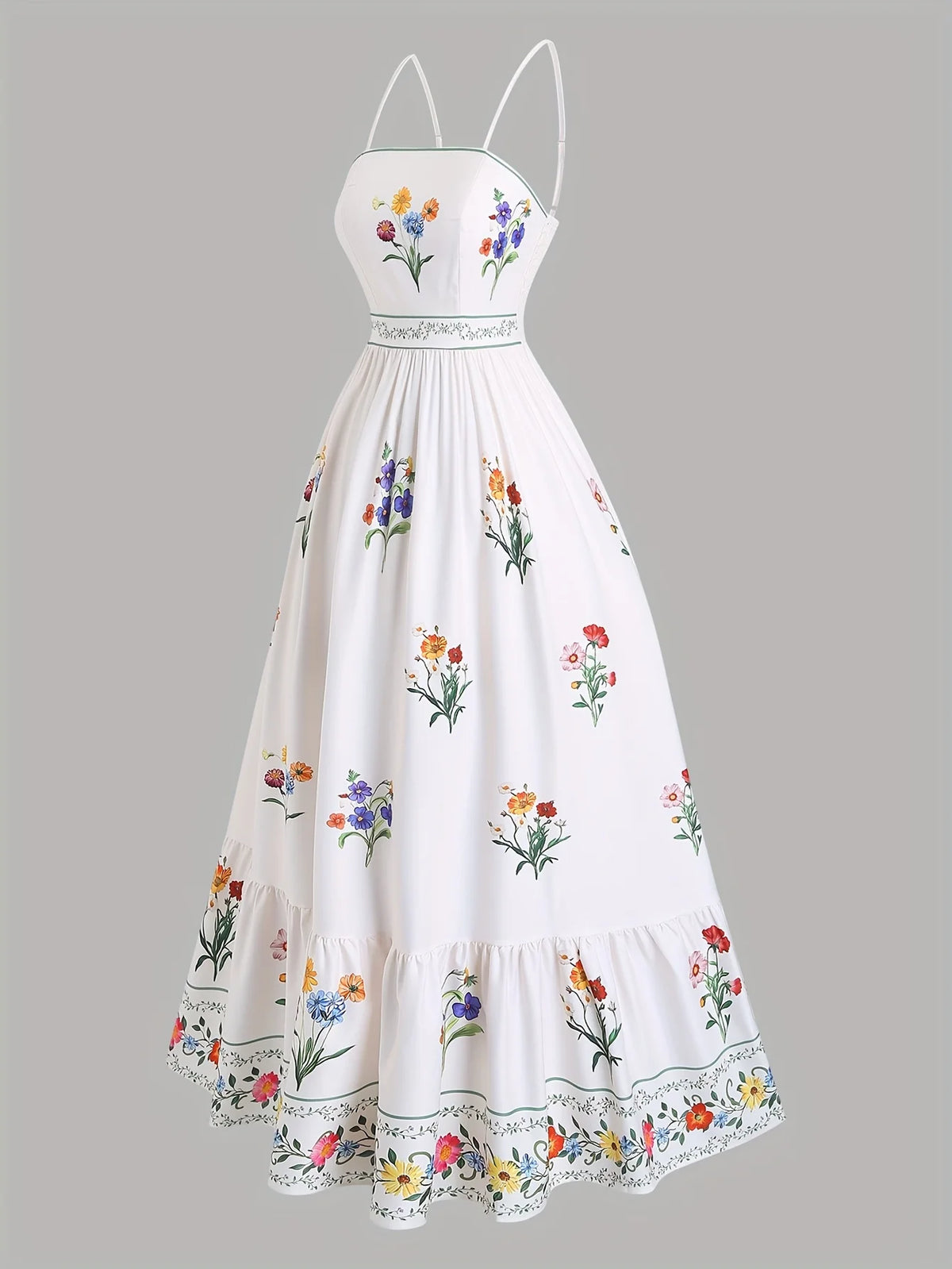 Plus-Size Women's Dress with Floral Prints in Bohemian Style