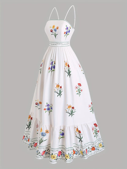 Plus-Size Women's Dress with Floral Prints in Bohemian Style