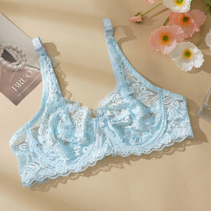 Plus Size Thin Lace Push Up Bras 8 Colors 34-40 B/C Cup Hollow Out Bra Women Soft Breathable Lingerie