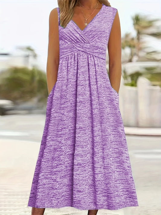 Plus Size Women's Casual V-Neck Short Sleeve A-Line Dress - Blue and White Abstract Print, Breathable Summer Evening Dress, Mach