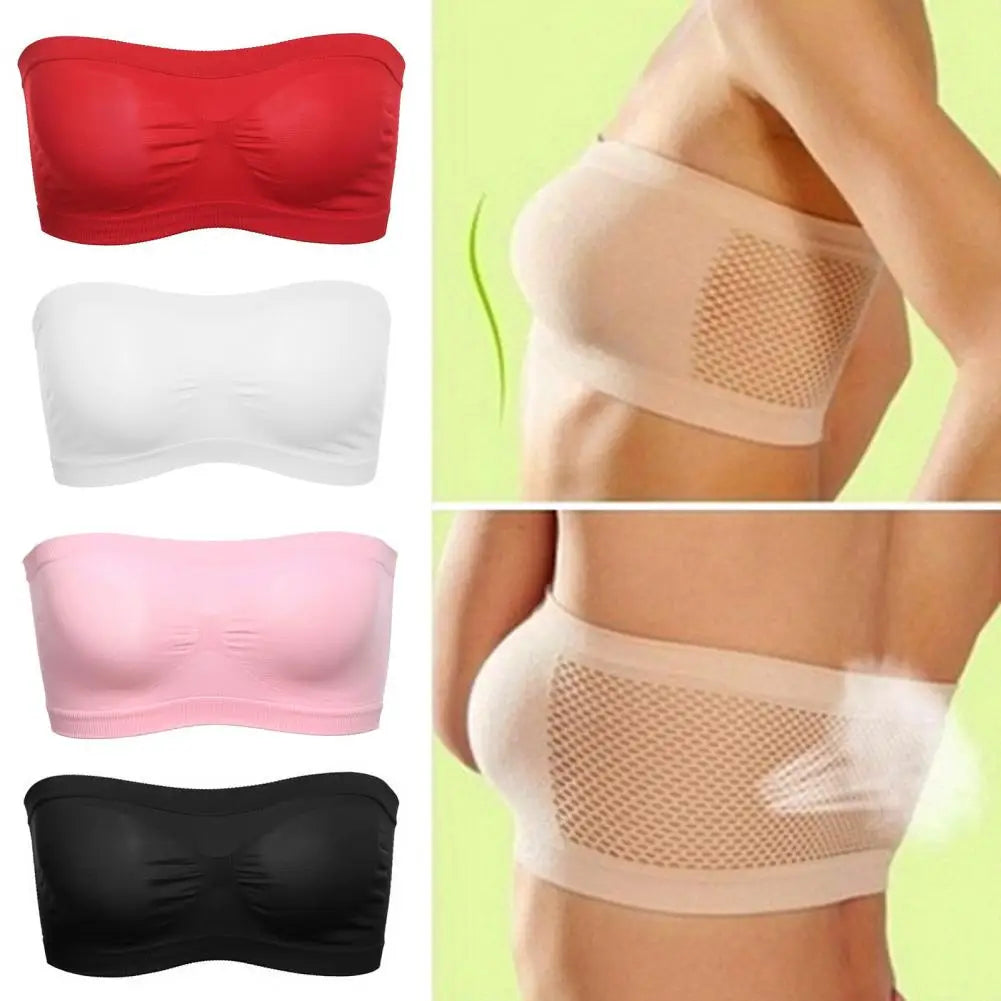 2026 Bandeau Bra for Women Girls Mesh Back Non Padded Strapless Bralette Seamless Soft Tube Top Bra Pressure Relief Bras 95
