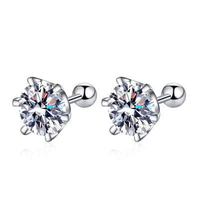 18k White Gold Stud Earrings for Women 0.3ct/0.5ct/1ct/2ct/4ct Screw Six-claw Diamond Moissanite Platinum Pt950 Earrings Jewelry
