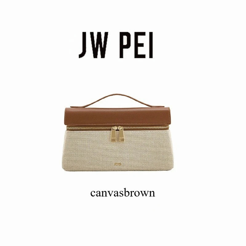 JW PEI Lunch Box Bag New Box Bag Niche Design Single Shoulder Crossbody Bag Handbag Tote Bag Genuine Leather Women's Bag