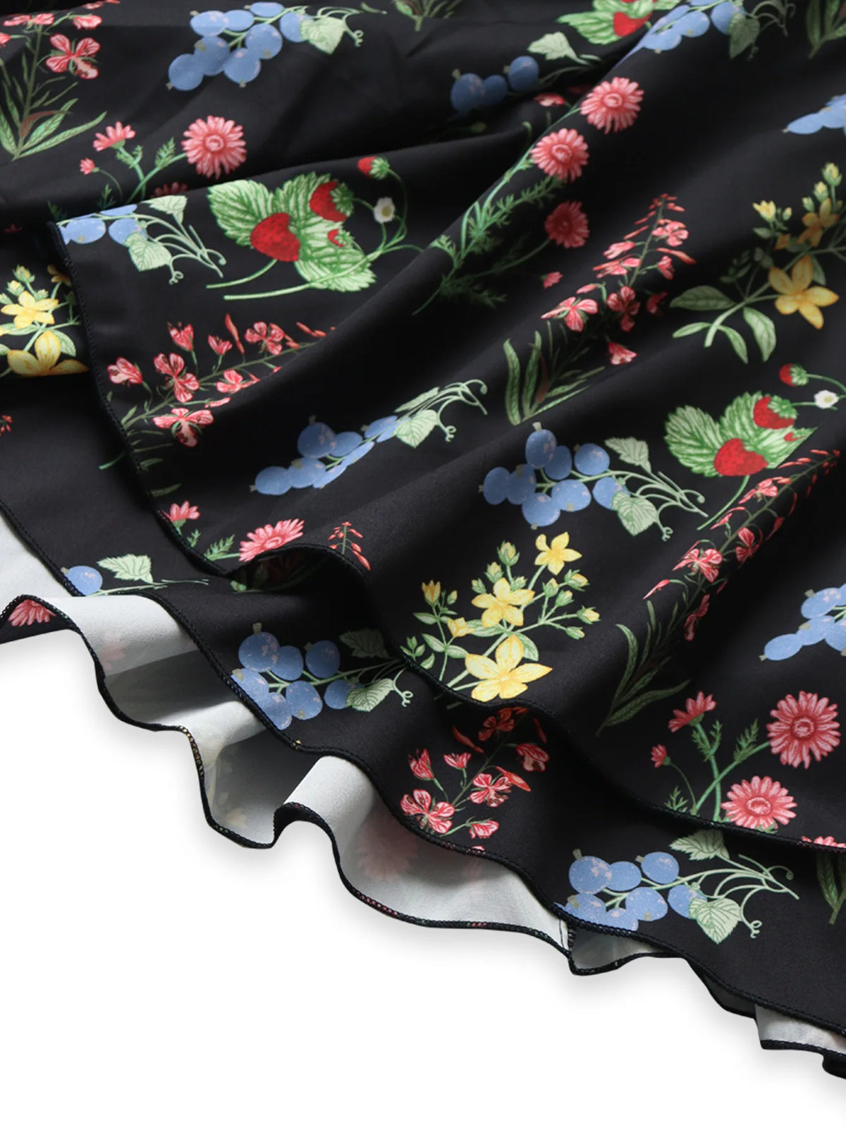 Women Plus Size Mini Dress Black Floral Square Neck Tie Front Puff Sleeve Ruffle Skater Dress Fall Casual Short Dress Daily Wear
