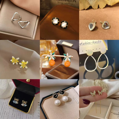 2026 New Women Earrings Alloy Gold Plated Orange Flower Drop Earrings Fashion Cute Sweet Jewelry For Daily Casual Party
