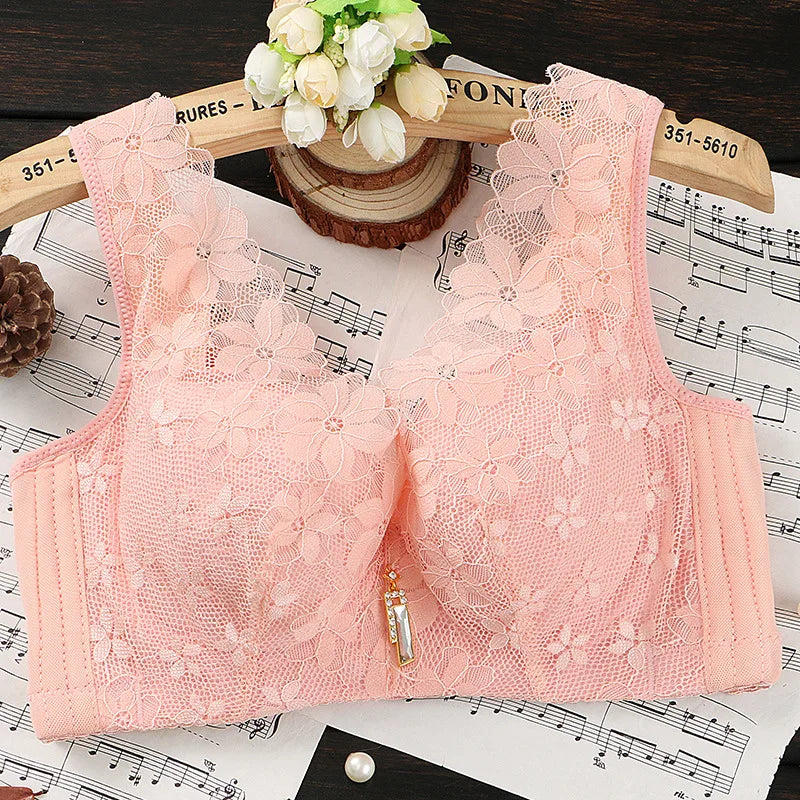 Plus Size Minimizer Bra Lace Full Cup Ultra Thin Seamless Vest Style Bralette for Large Chest Support  Comfort