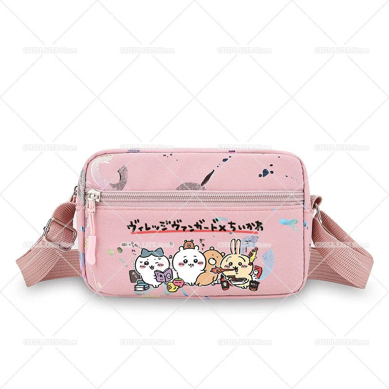 Cute Chiikawas Women Shoulder Waist Bag Kawaii Hachiware Usagi Fanny Pack Female Crossbody Bum Bag Canvas Chest Pack Phone Pouch