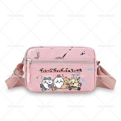 Cute Chiikawas Women Shoulder Waist Bag Kawaii Hachiware Usagi Fanny Pack Female Crossbody Bum Bag Canvas Chest Pack Phone Pouch