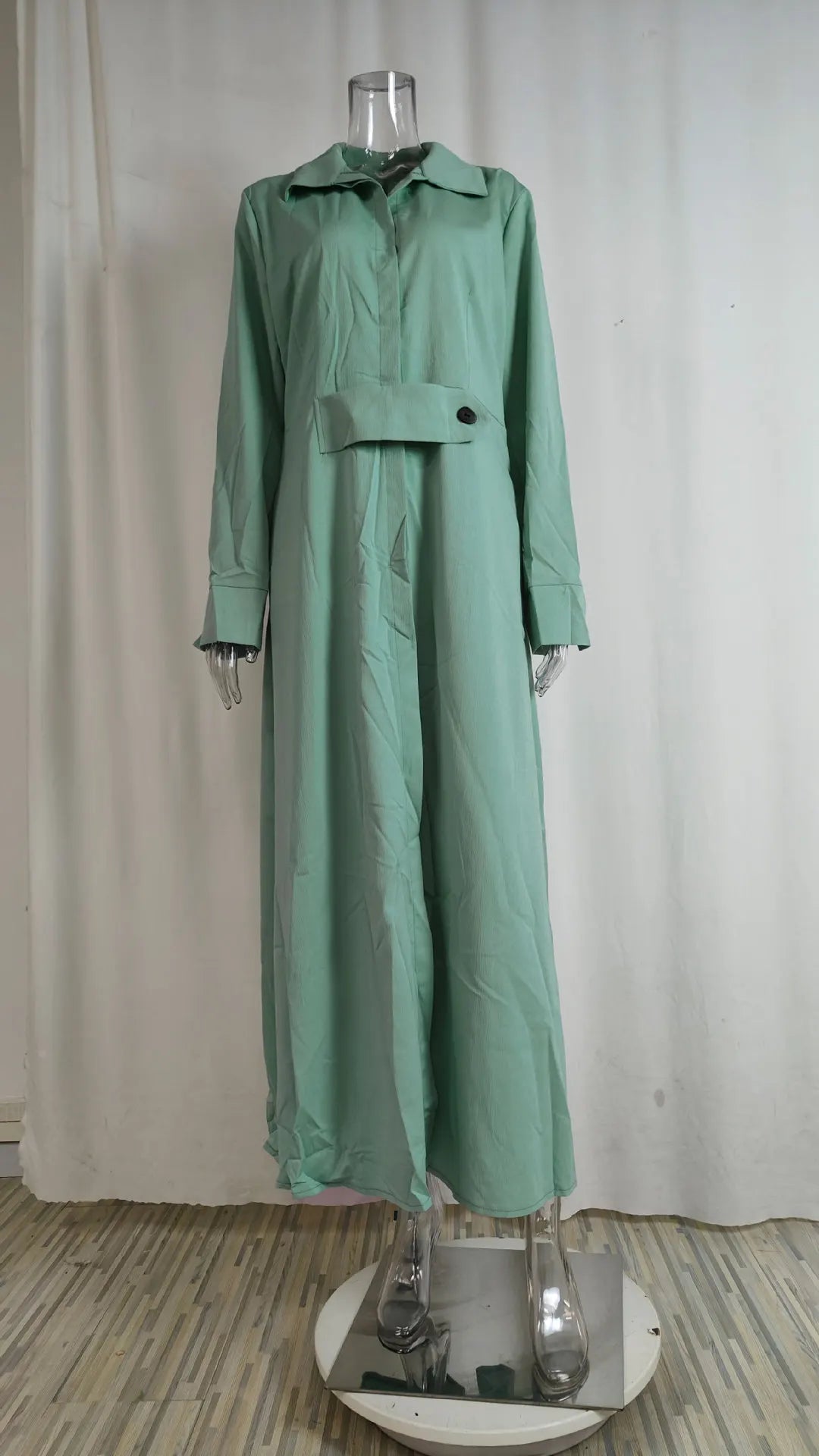Spring Summer Women Dress Plus Size White Casual V Neck Lapel Long Sleeve Shirt Maxi Dresses Female Pocket Party Long Robe