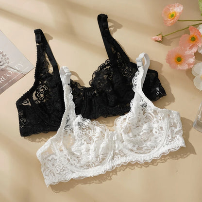 Plus Size Thin Lace Push Up Bras 8 Colors 34-40 B/C Cup Hollow Out Bra Women Soft Breathable Lingerie