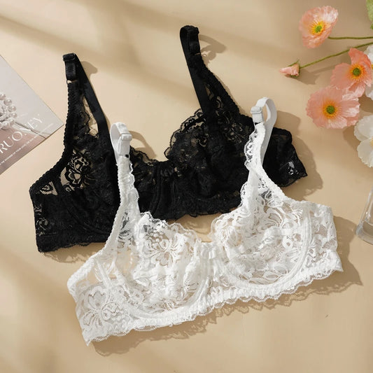 Plus Size Thin Lace Push Up Bras 8 Colors 34-40 B/C Cup Hollow Out Bra Women Soft Breathable Lingerie