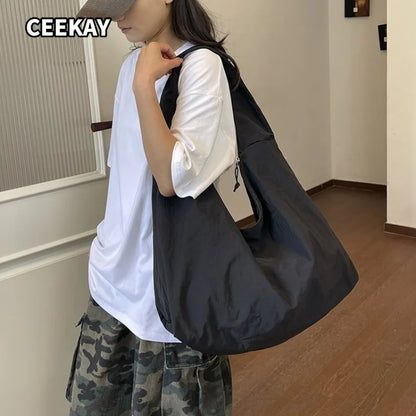 CEEKAY Women's Hobo Bag Orange Nylon Large Capacity Shoulder Handbag Zipper Closure Lightweight Daily Commute Casual Sport