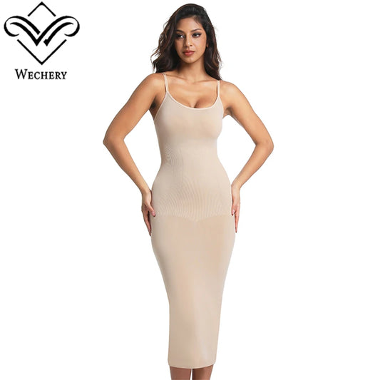 Wechery Plus Size Woman Clothing High Elasticity Abdominal Compression Slim Slip Dress Female Elegant Party Dresses