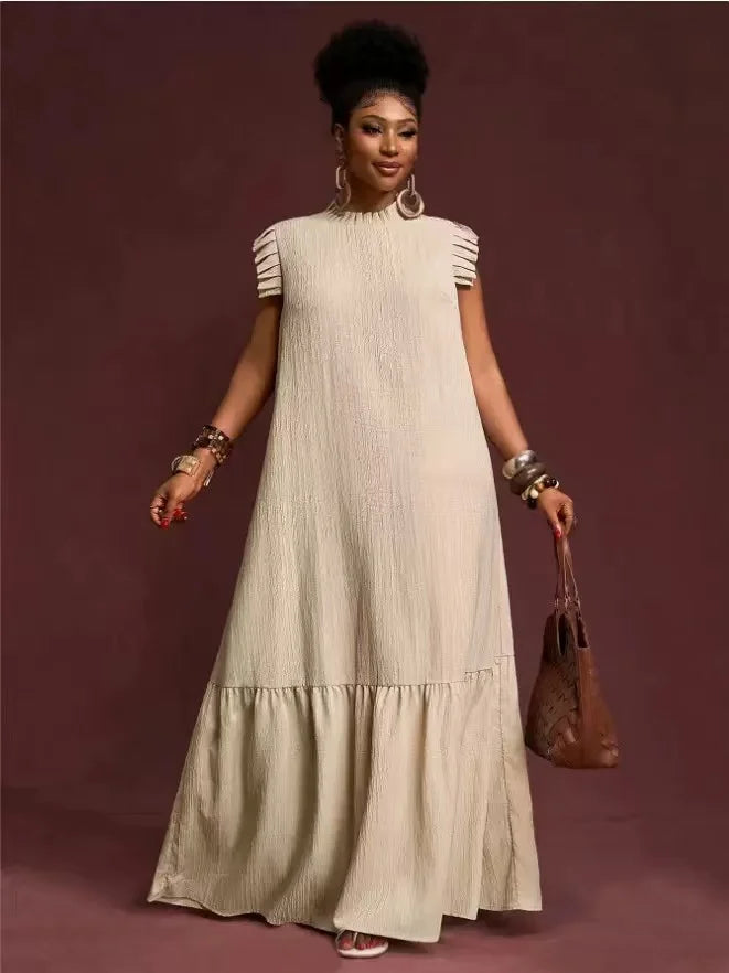 Plus Size Women's Elegant Skirt Dress Casual Work European American Style with Pleated Texture And Large Swing Hemline
