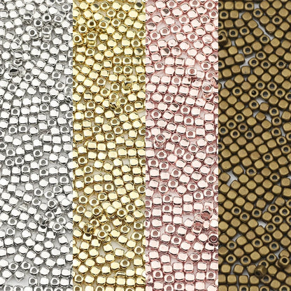 100~400pcs 3mm Square Beads CCB Material Gold Silver Plated Loose Spacer For Jewelry Making Accessories DIY Necklace Bracelets
