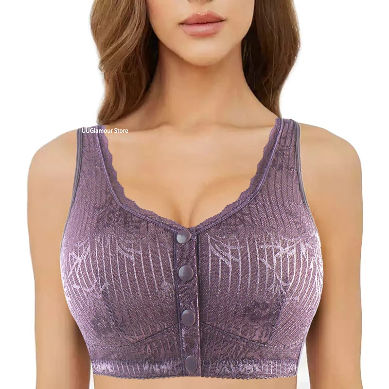 Bras For Women Wire Free Bra Push Up Front Closure Underwear Confortable Female Lingerie Everyday Big Bust 52AB