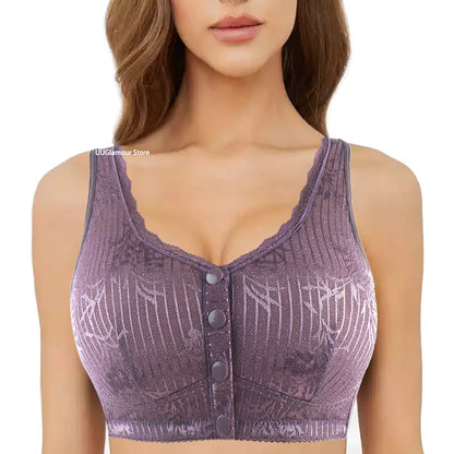 Bras For Women Wire Free Bra Push Up Front Closure Underwear Confortable Female Lingerie Everyday Big Bust 52AB