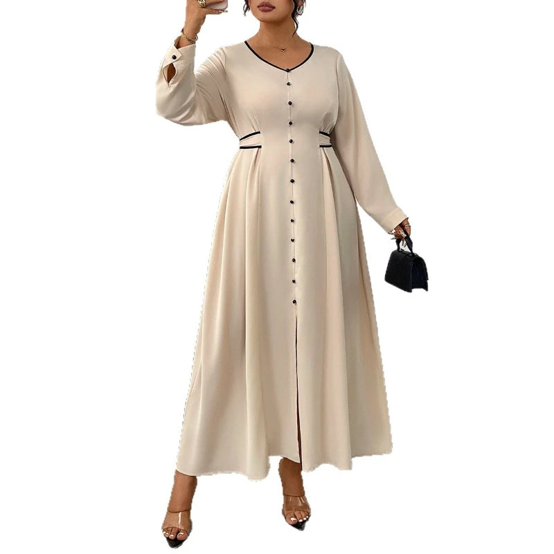 Plus Size Dress Slim Temperament Long Sleeve Lace-up Women's Banquet Dress