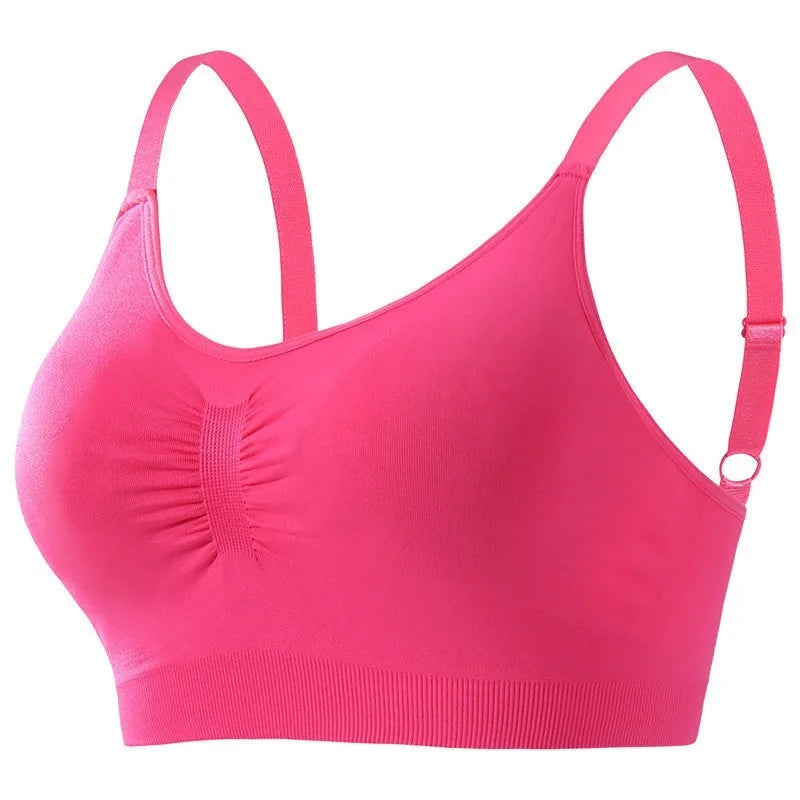 Plus Size Seamless Sports Bra Wireless Push Up Padded Beauty Back Breathable Yoga Gym Workout Brassiere S-XXXL