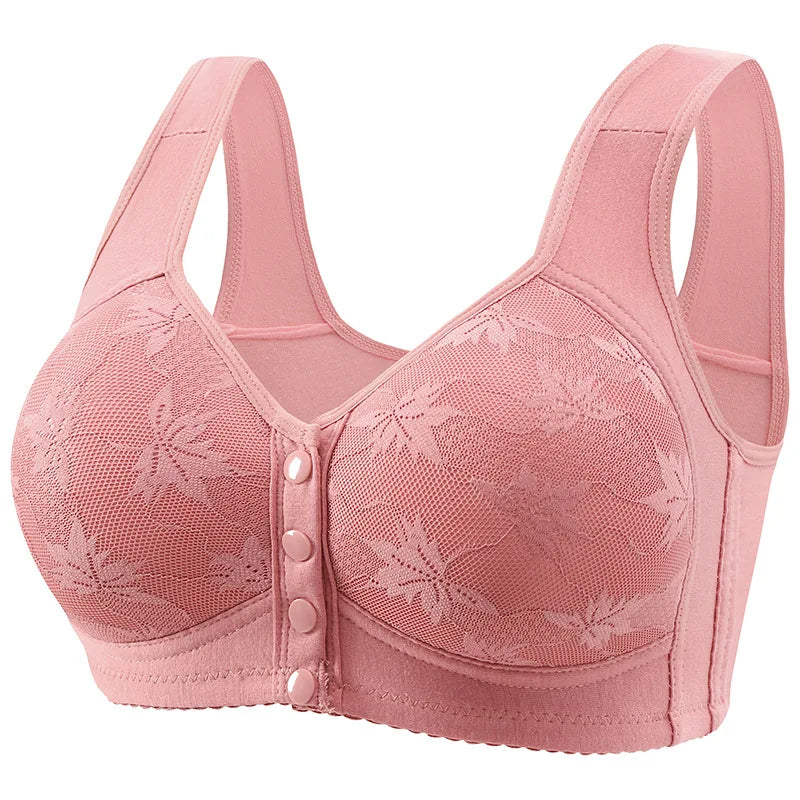 Plus Size Sports Bra Comfortable Wireless Bra with Thin Cotton Cup Breathable Supportive and Shaping Floral Print Lightly Padded