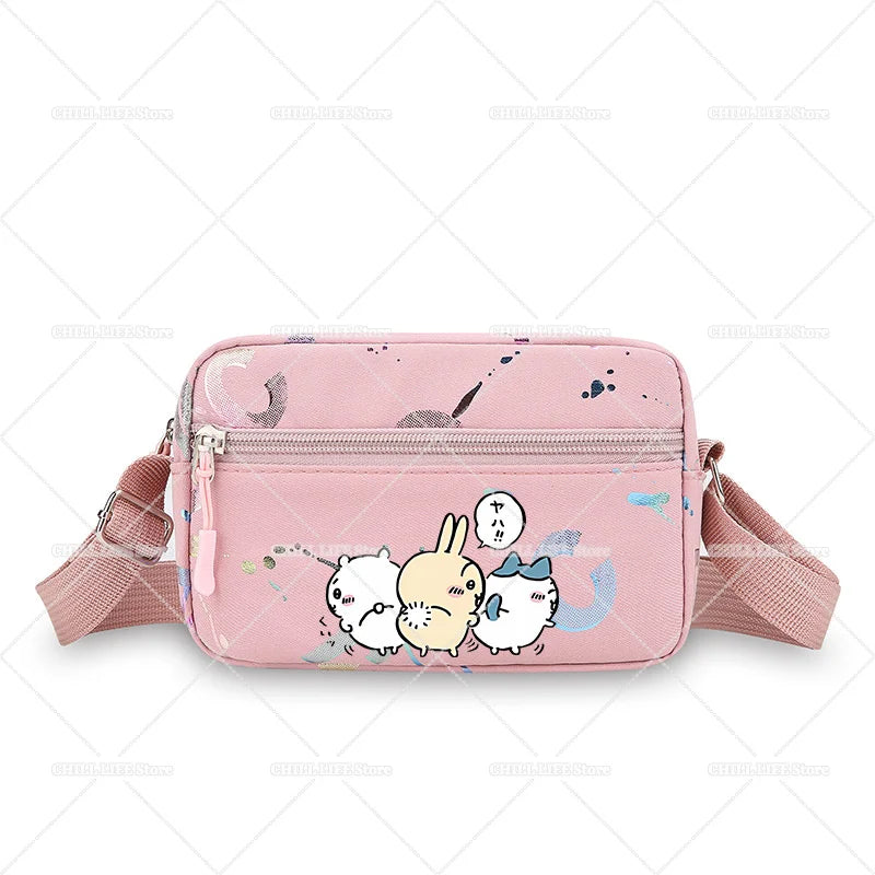 Cute Chiikawas Women Shoulder Waist Bag Kawaii Hachiware Usagi Fanny Pack Female Crossbody Bum Bag Canvas Chest Pack Phone Pouch