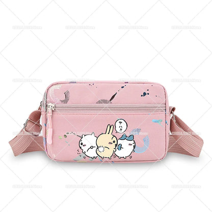 Cute Chiikawas Women Shoulder Waist Bag Kawaii Hachiware Usagi Fanny Pack Female Crossbody Bum Bag Canvas Chest Pack Phone Pouch