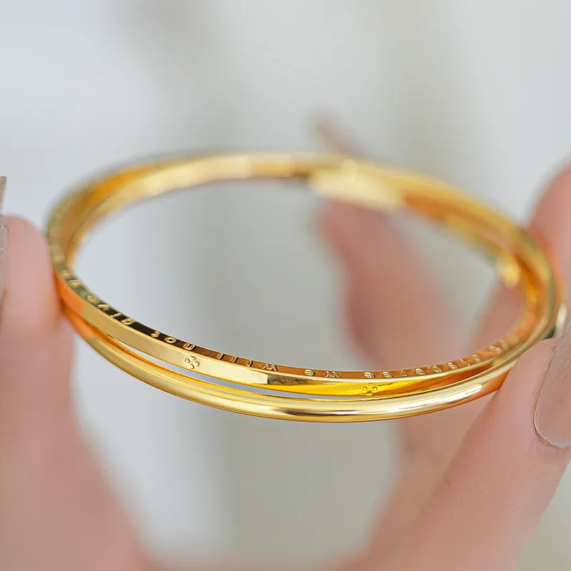 18K Gold Women's Double Chain Letter Design Bracelet, AU750 Pure Gold, Light Luxury Fashionable Elegant and Versatile Jewelry