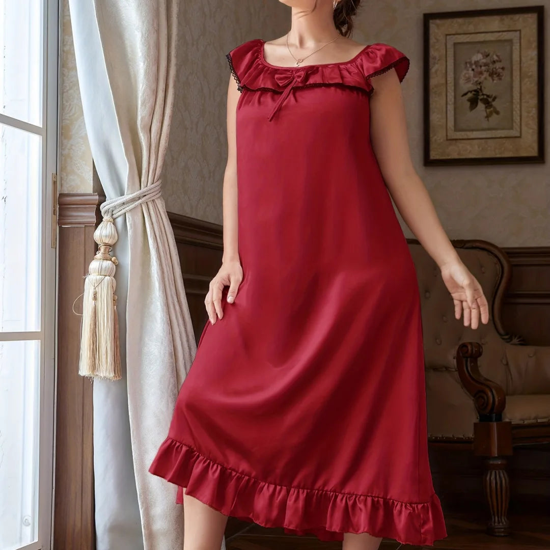 Plus Size Women's Summer Nightdress Loose Fit Slip Dress Euro Style Satin Like Sleepwear for Curvy Girls Breathable Lounge Gown