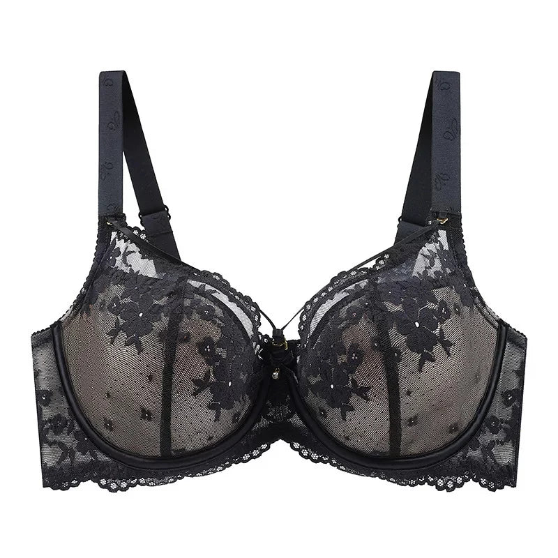 Plus Size Minimizer Bra for Women Lace Floral Non Padded Underwire Female Push Up Lingerie 34 36 38 40 42 44 46 48 50 52 C D E
