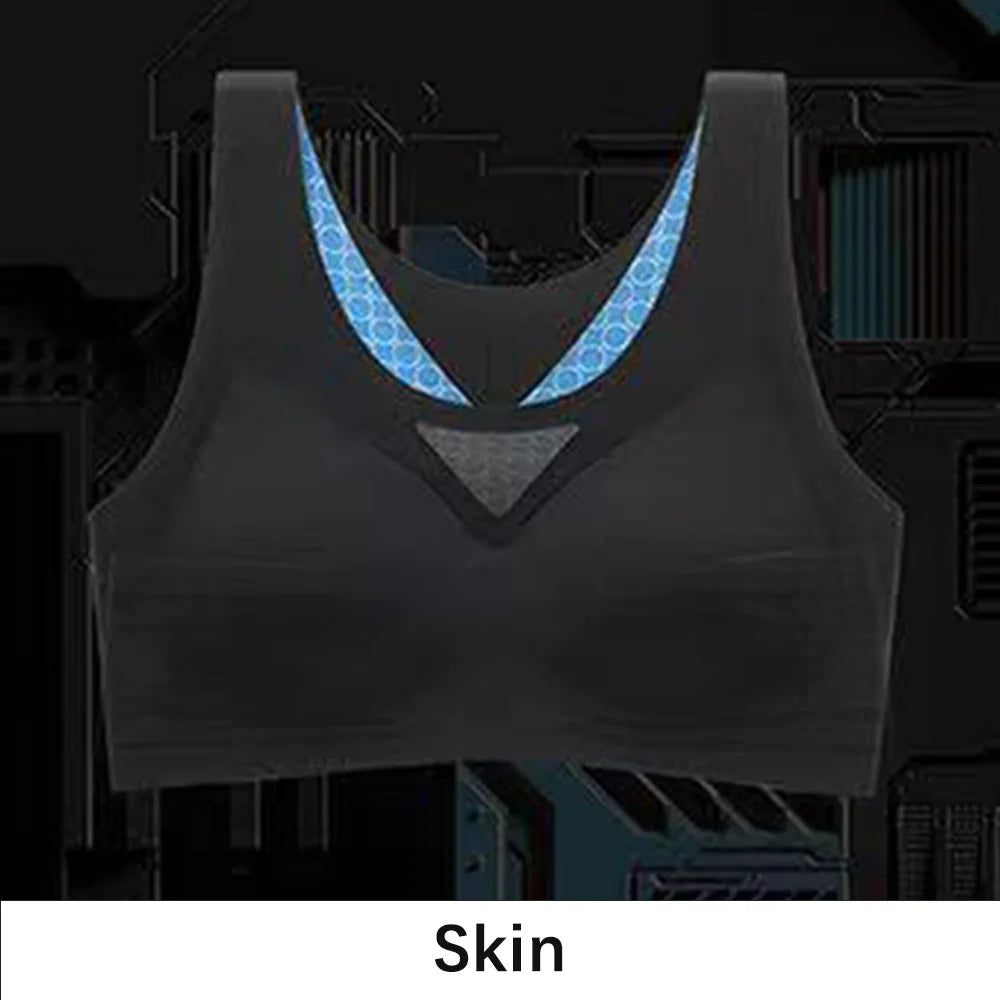 Women's Sports Bra Plus Size Push-Up Seamless Breathable Cool-Feel Underwear Wide Straps Full Cup Black Bras No Hooks Full Cup